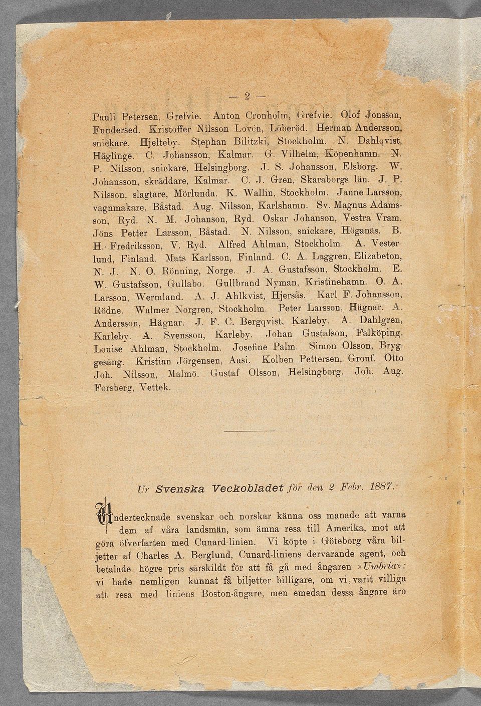 vagnmakare Båsad Peer Jöns H W N O arsson WaImer Rödne A Kareby Louse Jörgensen Ur dem a af svenskar våra öfverfaren hade resa Chares och Smon Osson Peersen Grouf BrygOo Aug Joh A nemgen nens särskd