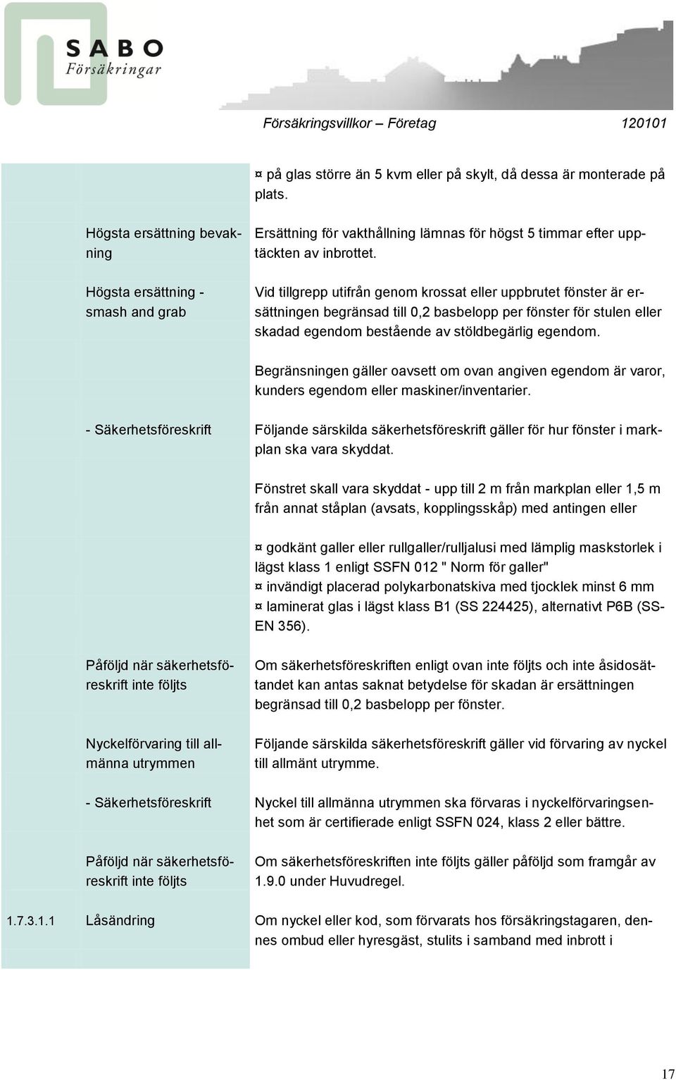 Vid tillgrepp utifrån genom krossat eller uppbrutet fönster är ersättningen begränsad till 0,2 basbelopp per fönster för stulen eller skadad egendom bestående av stöldbegärlig egendom.