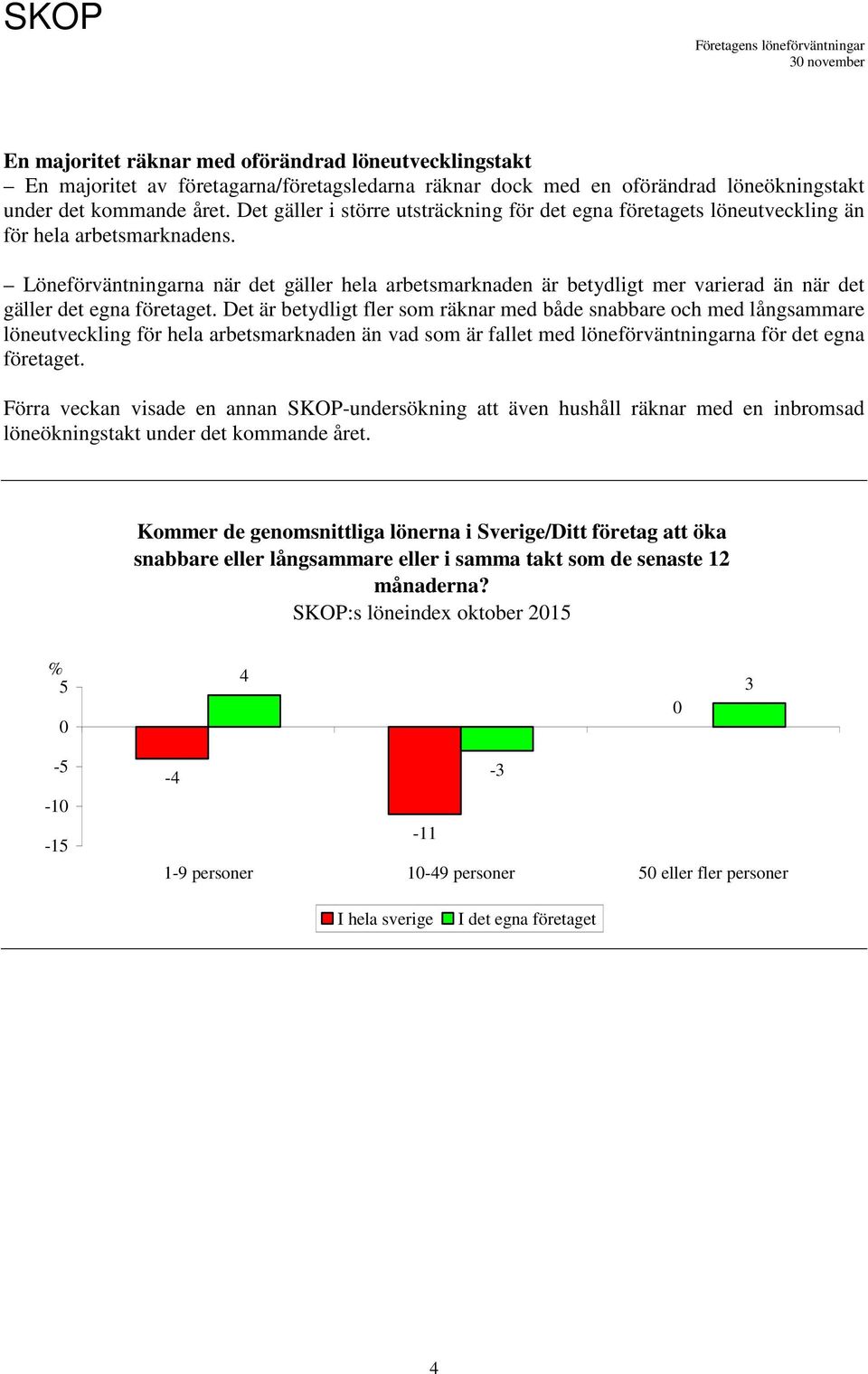 Löneförväntningarna när det gäller hela arbetsknaden är betydligt mer varierad än när det gäller det egna företaget.