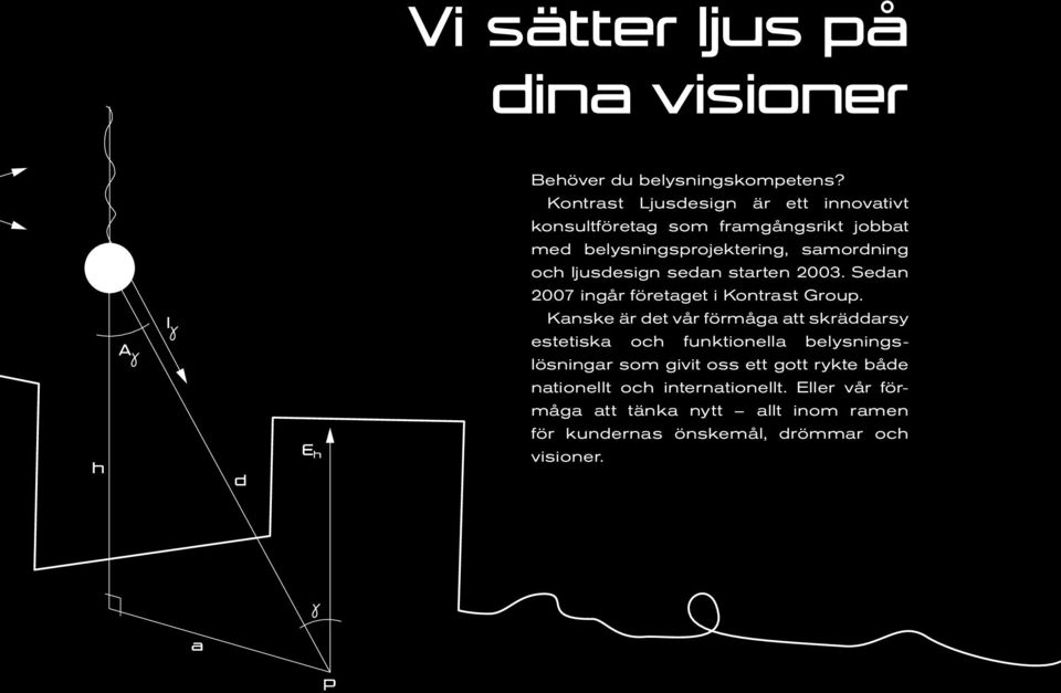 ljusdesign sedan starten 2003. Sedan 2007 ingår företaget i Kontrast Group.