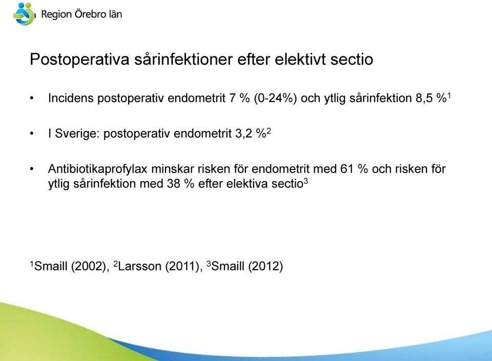 Antibiotikaprofylax minskar risken för endometrit med 61 % och risken för ytlig