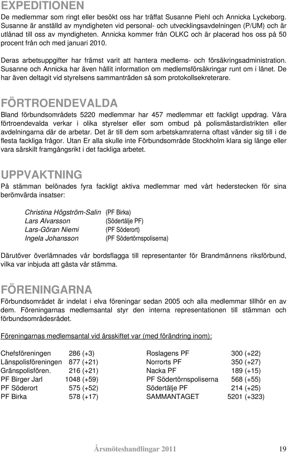 Annicka kommer från OLKC och är placerad hos oss på 50 procent från och med januari 2010. Deras arbetsuppgifter har främst varit att hantera medlems- och försäkringsadministration.