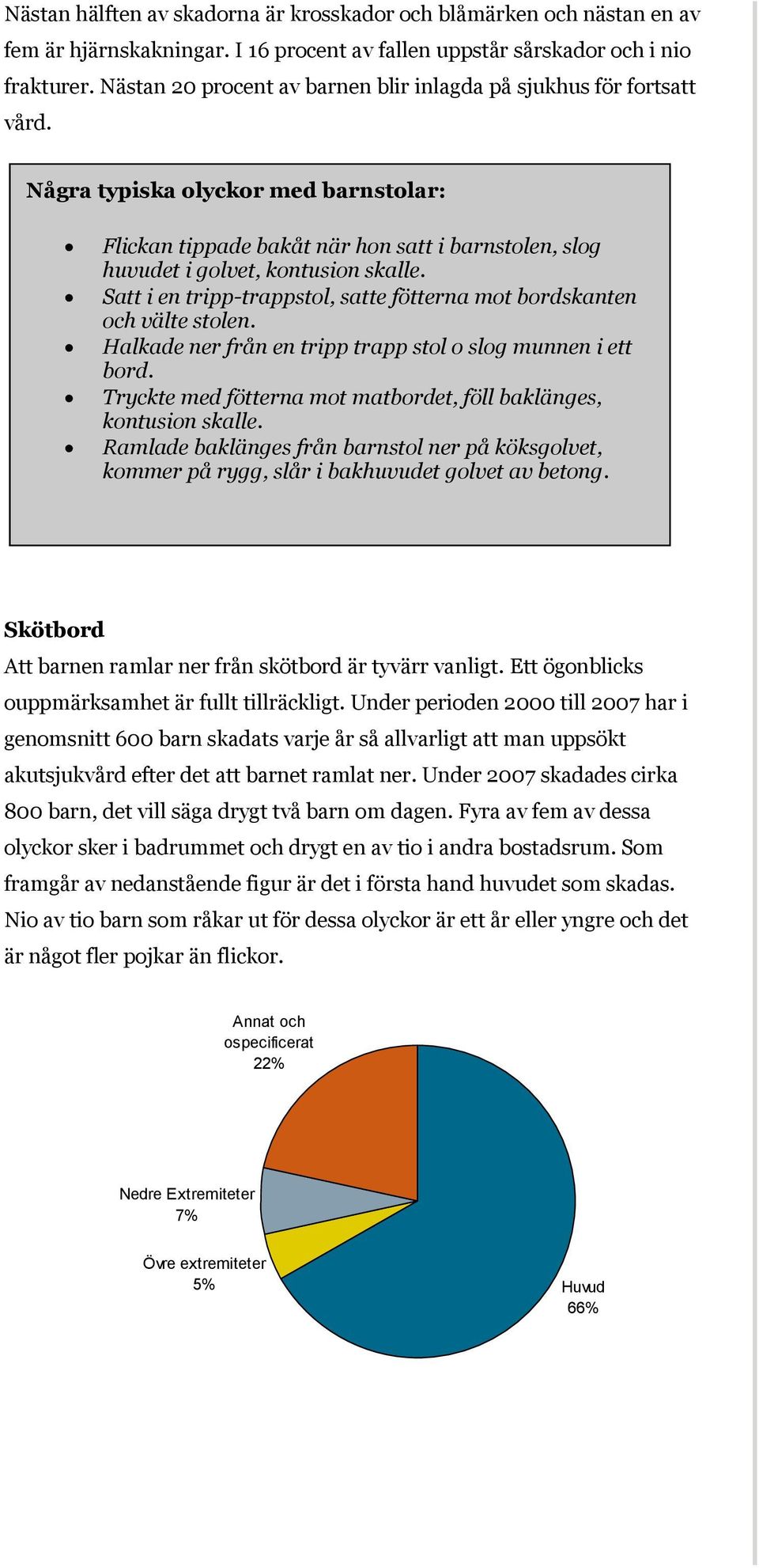 Satt i en tripp-trappstol, satte fötterna mot bordskanten och välte stolen. Halkade ner från en tripp trapp stol o slog munnen i ett bord.