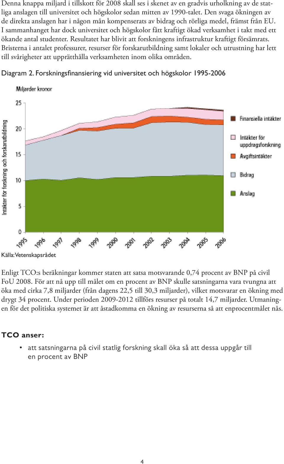 I sammanhanget har dock universitet och högskolor fått kraftigt ökad verksamhet i takt med ett ökande antal studenter. Resultatet har blivit att forskningens infrastruktur kraftigt försämrats.