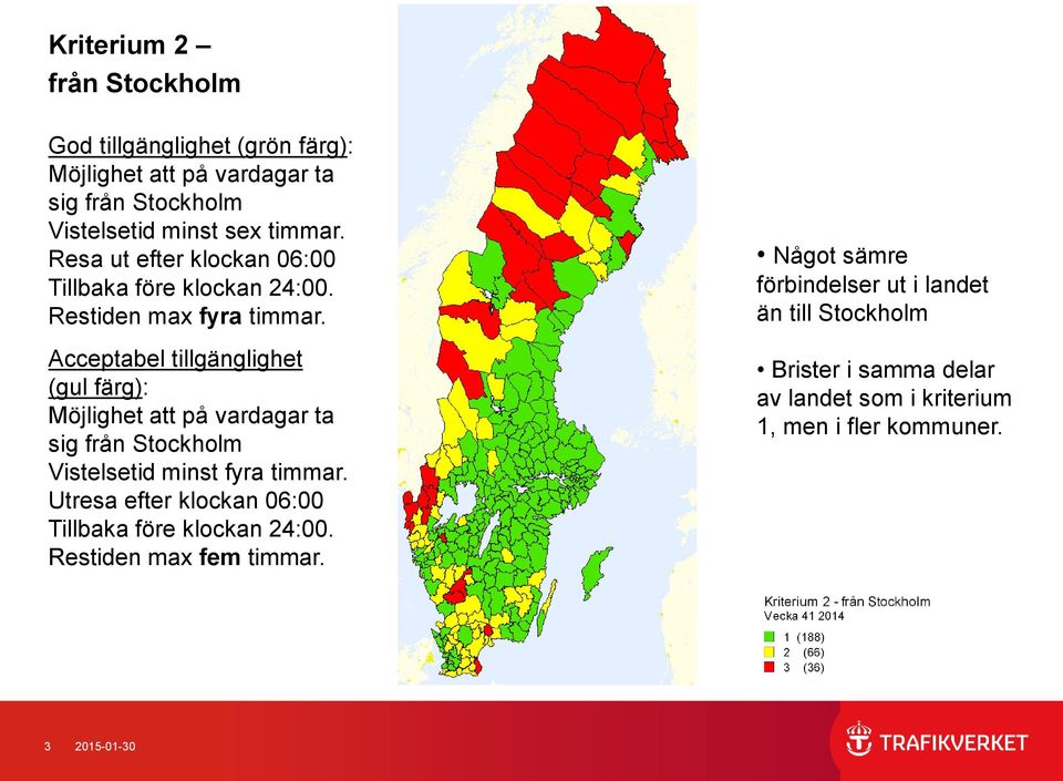 Möjlighet att på vardagar ta sig från Stockholm Vistelsetid minst fyra timmar.