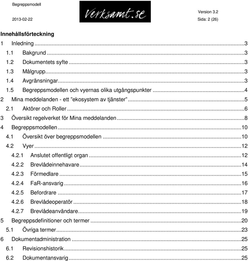 1 Översikt över begreppsmodellen...10 4.2 Vyer...12 4.2.1 Anslutet offentligt organ...12 4.2.2...14 4.2.3...15 4.2.4 FaR-ansvarig...16 4.2.5 Befordrare...17 4.2.6...18 4.2.7 Brevlådeanvändare.