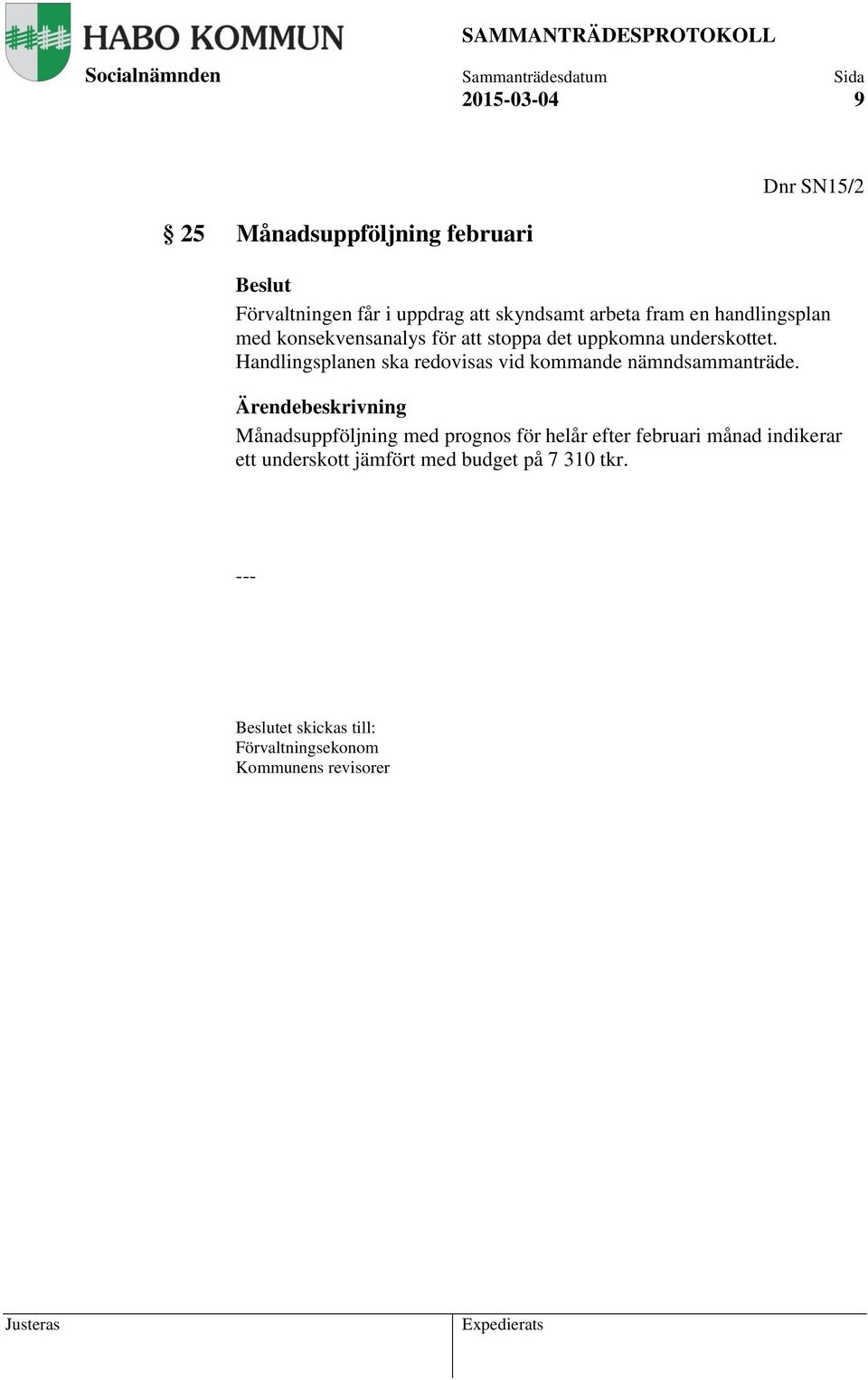 Handlingsplanen ska redovisas vid kommande nämndsammanträde.