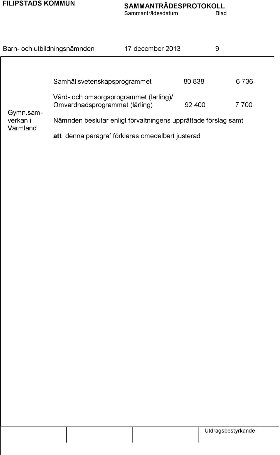 samverkan i Värmland Vård- och omsorgsprogrammet (lärling)/