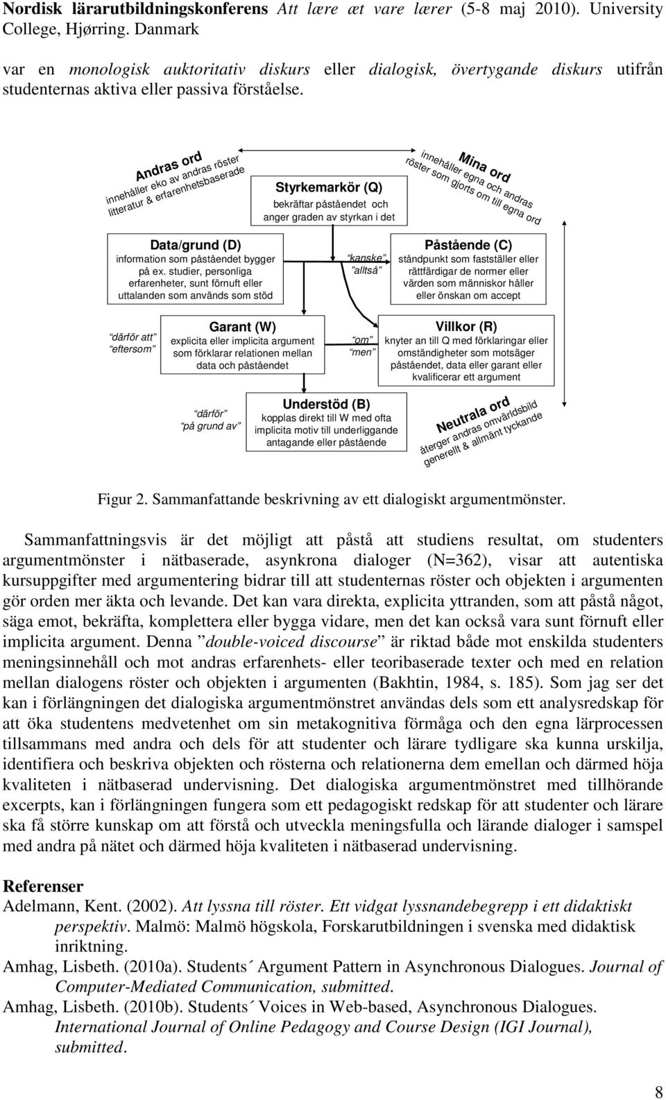 till egna ord Mina ord Data/grund (D) information som påståendet bygger på ex.