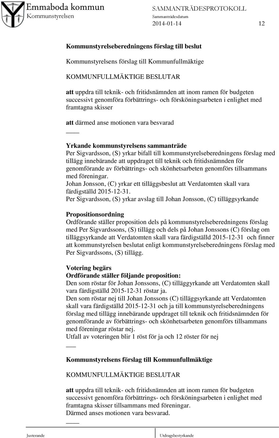 förslag med tillägg innebärande att uppdraget till teknik och fritidsnämnden för genomförande av förbättrings- och skönhetsarbeten genomförs tillsammans med föreningar.