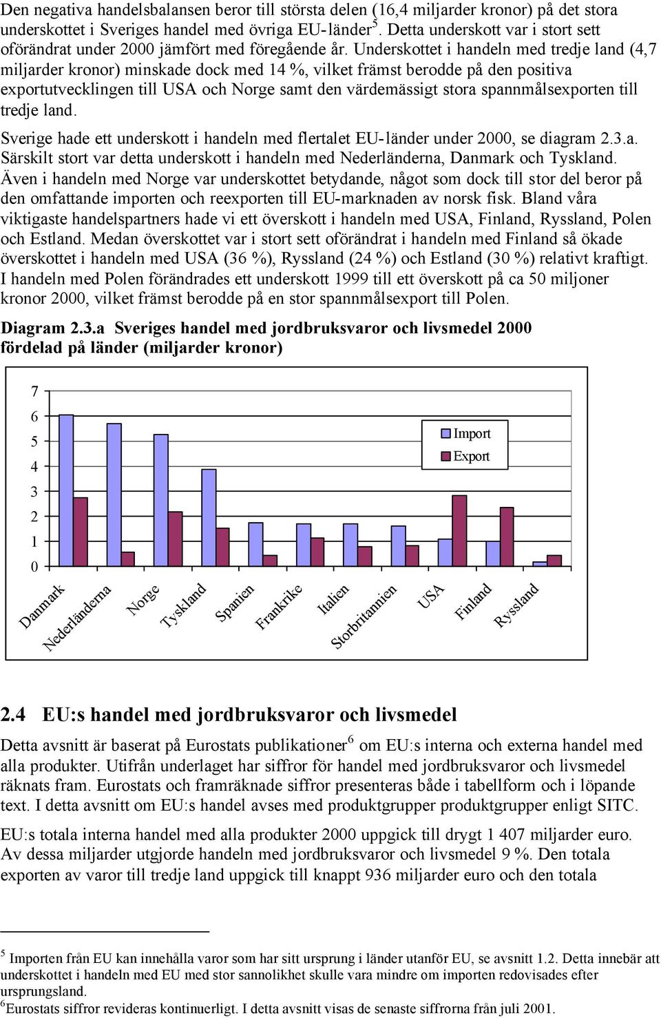 Underskottet i handeln med tredje land (4,7 miljarder kronor) minskade dock med 14 %, vilket främst berodde på den positiva exportutvecklingen till USA och Norge samt den värdemässigt stora