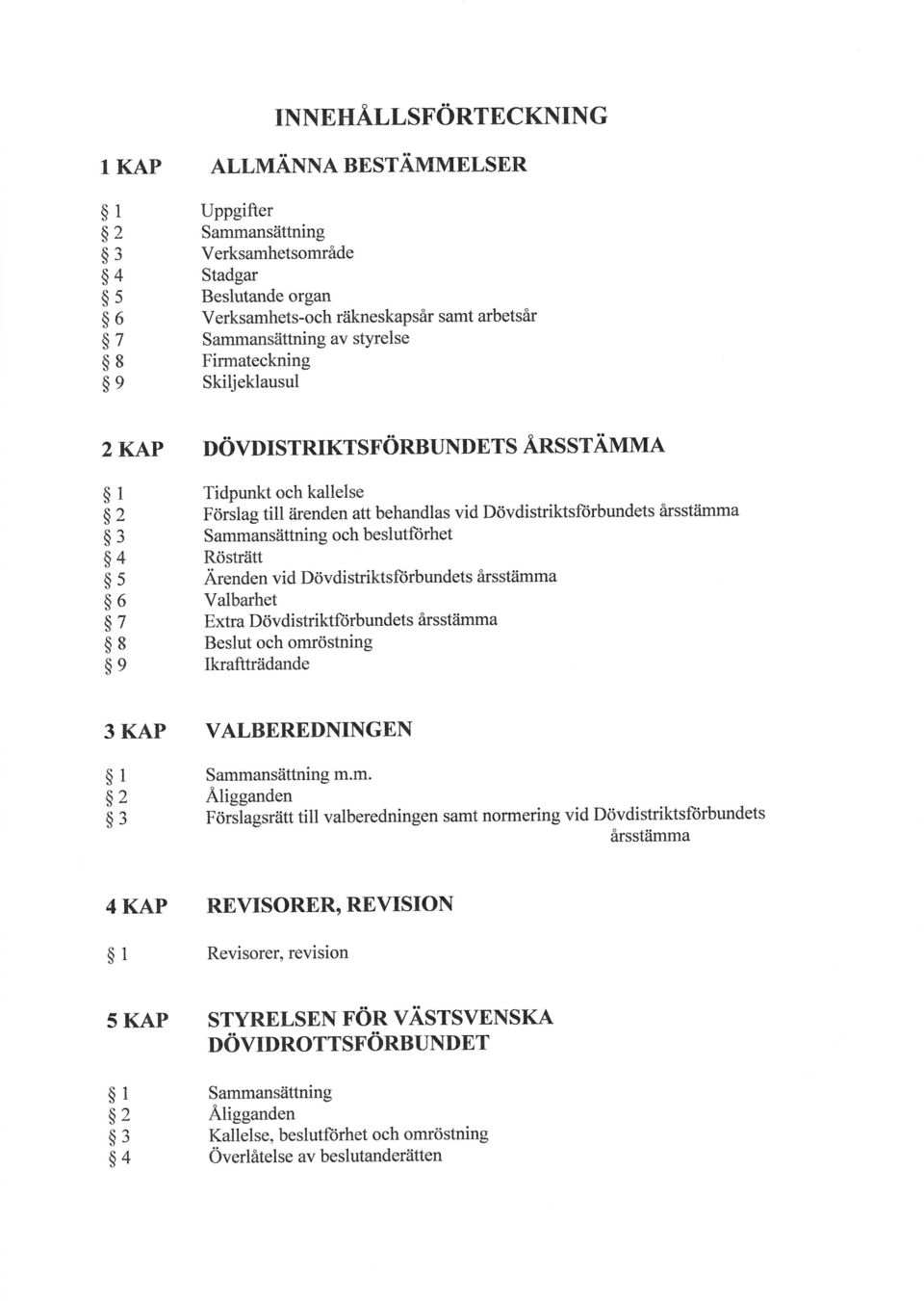 Skiljeklausul 2KAP DÖVDISTRIKTSTÖNNUNDETSÅNSST,'iNNWTI I Tidpunkt och kallelse 2 Förslag tillåirenden att behandlas vid Dövdistriktsft)rbundets årsstiimma 3 Sammansättning och beslutlorhet 4 Rösträtt