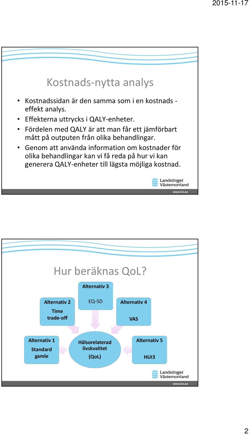 Genom att använda information om kostnader för olika behandlingar kan vi få reda på hur vi kan generera QALY enheter till lägsta