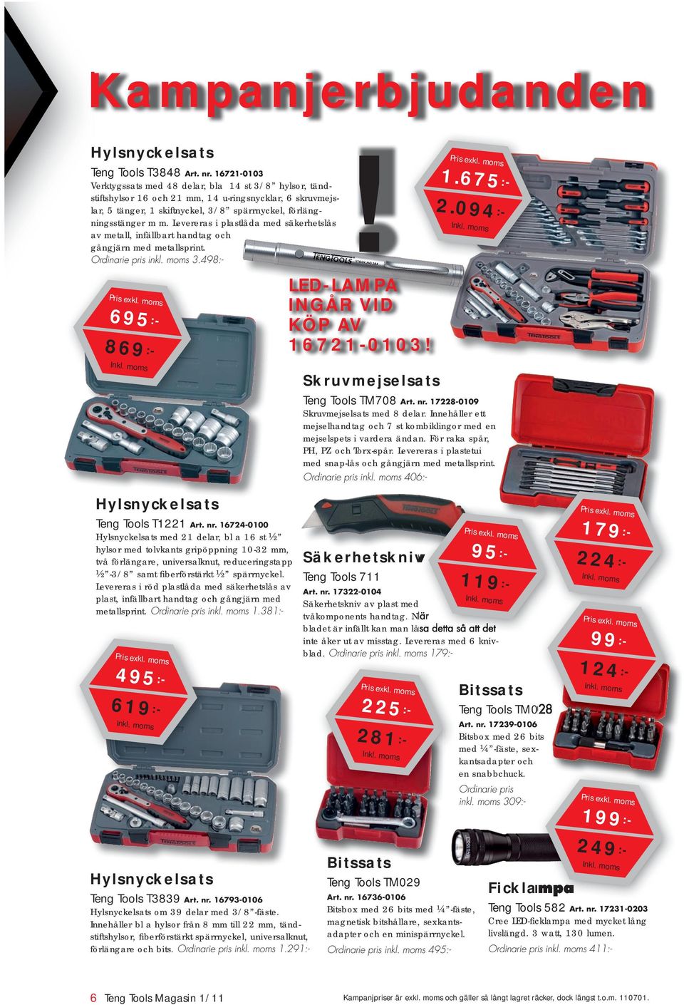 mom 406:- Hylnyckelat Teng Tool T1221 Art. nr.