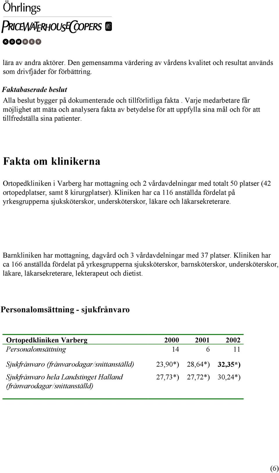 Varje medarbetare får möjlighet att mäta och analysera fakta av betydelse för att uppfylla sina mål och för att tillfredställa sina patienter.