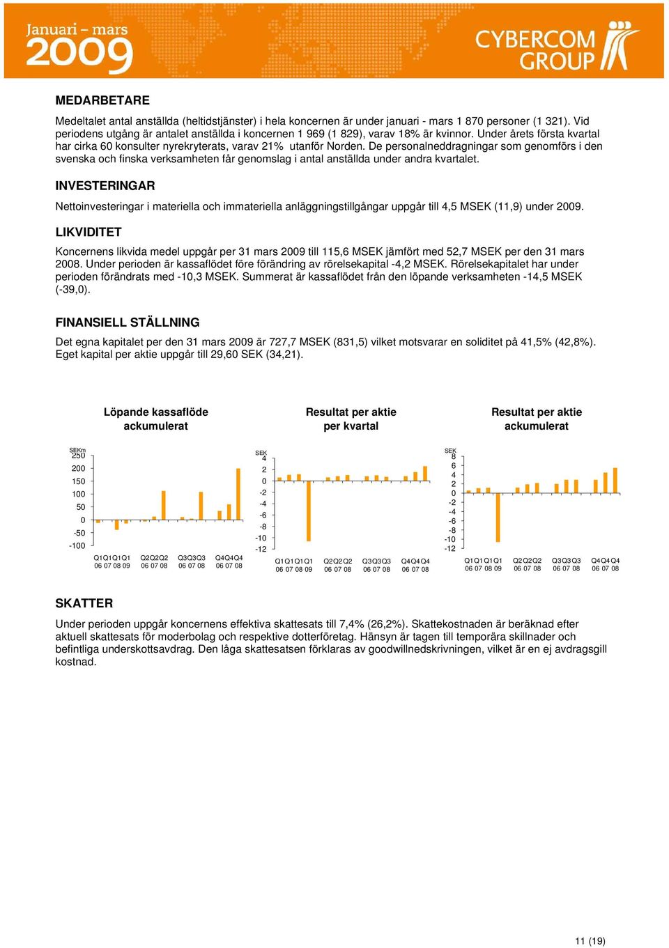 De personalneddragningar som genomförs i den svenska och finska verksamheten får genomslag i antal anställda under andra kvartalet.