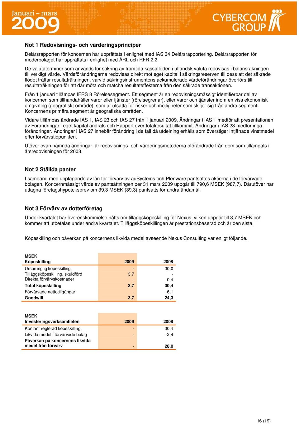 2. De valutaterminer som används för säkring av framtida kassaflöden i utländsk valuta redovisas i balansräkningen till verkligt värde.