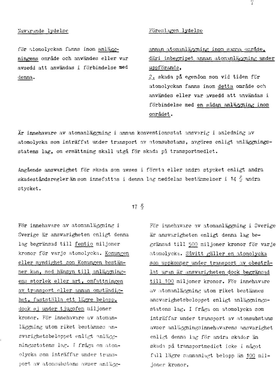 skada på egendom soa vid tiden för atoraolyckan fanns inom detta område och användes eller var avsedd att användas i förbindelse med en sådan anläggning inom området.