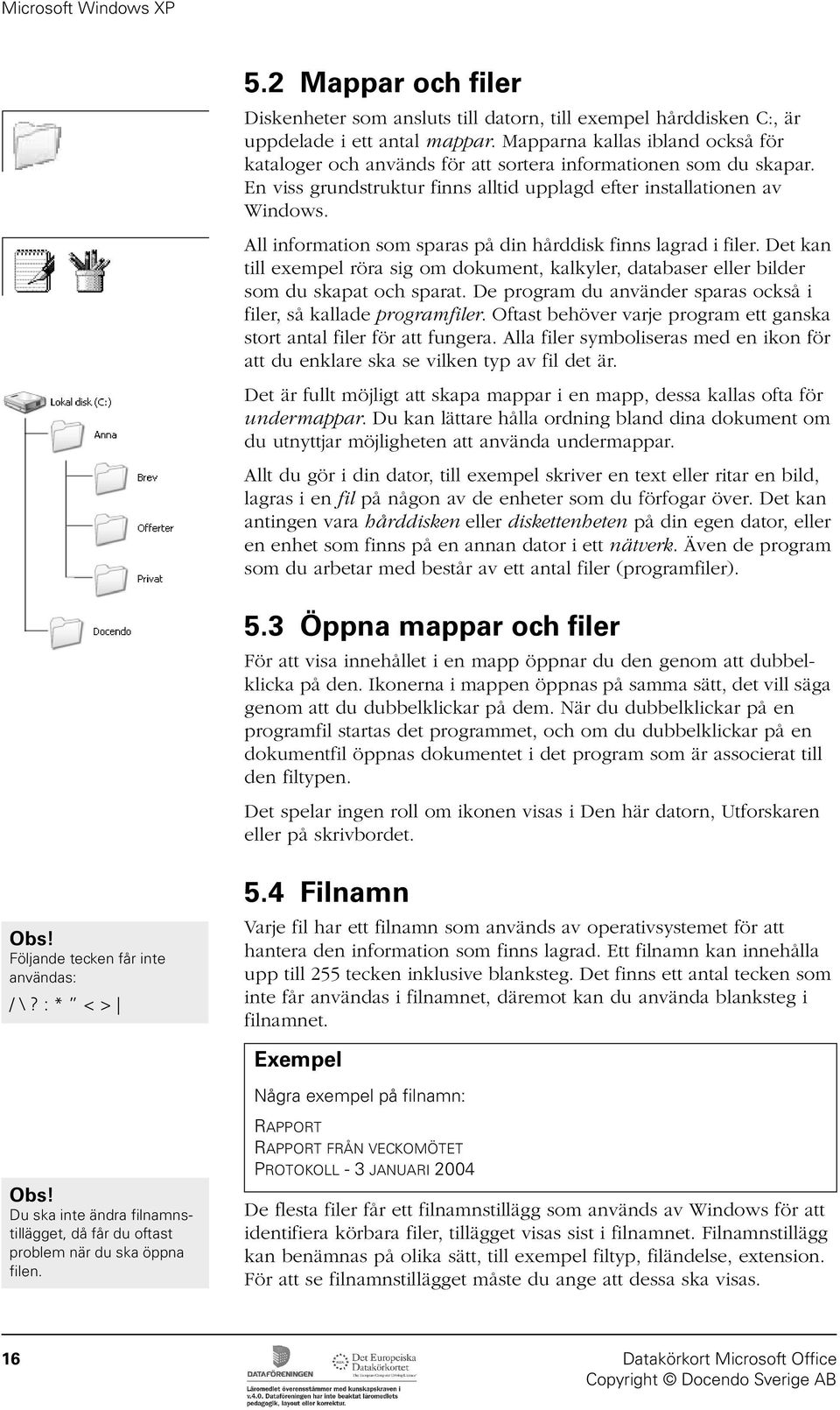 All information som sparas på din hårddisk finns lagrad i filer. Det kan till exempel röra sig om dokument, kalkyler, databaser eller bilder som du skapat och sparat.