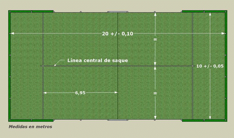 2.1 Padelplanen Spelplanen ser ut på följande sätt: Bild 1. Bilden är tagen från den internationella padelorganisationens regelbok, sida 5 och linjerna är angivna i meter.