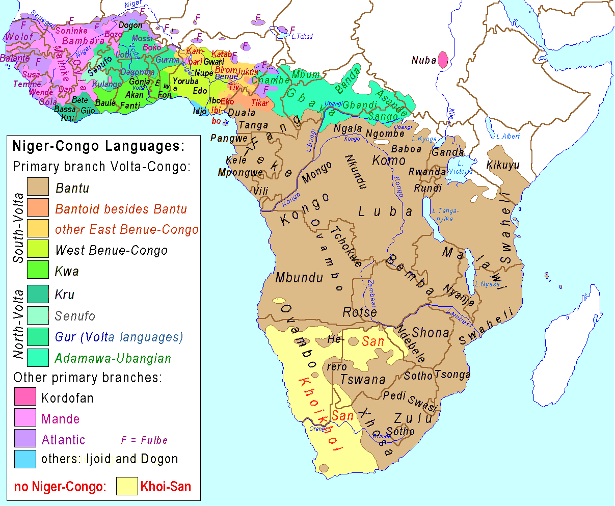 Källa: Wikimedia Commoms. De nilo-sahariska språken talas av omkring 40 miljoner människor i floden Nilens närhet, främst i Libyen, Chad, Sudan, Uganda och Kenya.