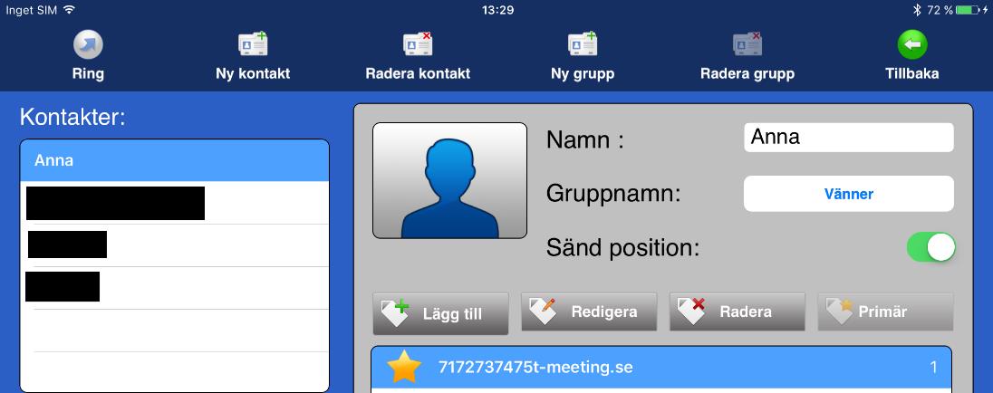 16. Positioneringstjänst Positioneringstjänst är en kostnadsfri funktion i din applikation. Dess syfte är att du under samtalet kan skicka till motparten i realtid dina geokoder var du befinner dig.