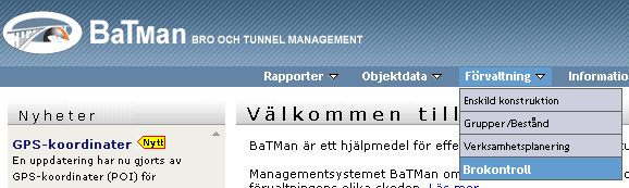 BaTMan Att komma igång med Brokontrollen 2011-09-07 1 - Att komma igång med Brokontrollärendet i BaTMan Föreliggande dokument beskriver funktionaliteten för delen Brokontroll i förvaltningsverktyget