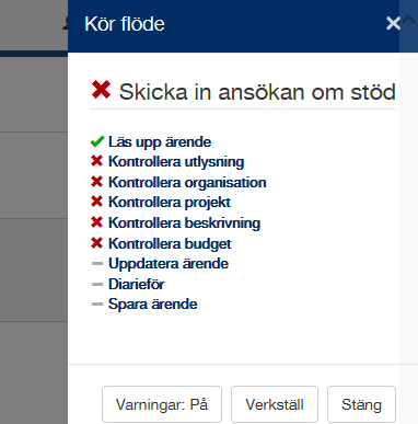 23 (26) När kontrollen av din ansökan körs syns gröna bockar när poster är fullständigt ifyllda. Röda kryss kan till exempel innebära att det finns obligatoriska fält som inte är ifyllda.