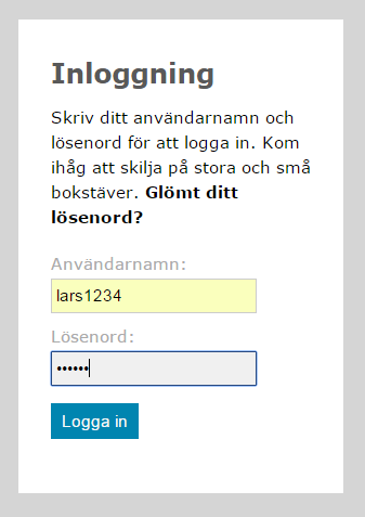 Gick det inte som du förväntade dig? Har du glömt ditt lösenord eller ditt användarnamn? Gå till kapitlet Glömt lösenord eller användarnamn längre fram.