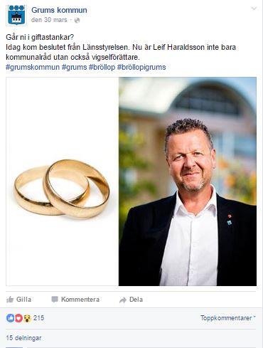 innehåller både bild och text, 215 personer gillar inlägget, 15 delar med sig och 20 kommenterar.
