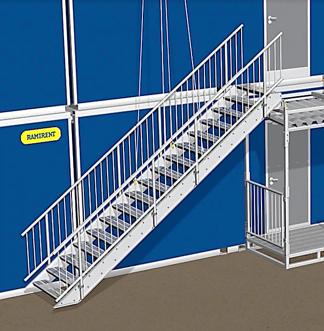 ENTERSAFE MONTAGE Montera trappa 10. Montera trappräcken medan trappan ligger på backen (hylsa 24 mm). Räckena ska monteras så att överledarna är i linje med varandra. 11.