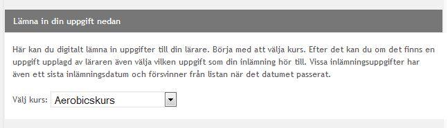 information om kursen, lärare, elever och betygskriterier och mål Resultat Alla dina resultat och uppgifter på kursen är samlade under denna flik.