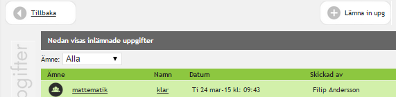 Användarmanual Vklass lärplattform (Elever) Sida 10 av 15 Mina kurser/ämnen Klicka på ikonen Mina kurser/mina ämnen. Benämningen beror på om det är en gymnasieskola eller en grundskola.