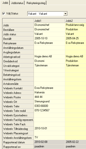 Tips! Namnge jobben med exempelvis Säljare okt -09, Liftvakt -09. Detta kommer att ge dig möjlighet sortera de olika tjänsterna i framtida rapporter.