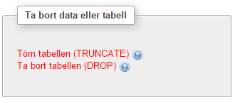 Kopiera en tabell Öppna fliken Operationer Ange ett namn och