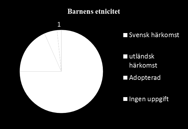 Barnens etnicitet 45 av de 60 barnen var av svensk härkomst En