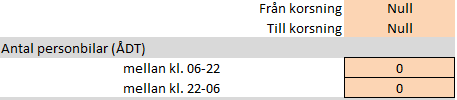 Figur 9. Indata steg 3 Omlednings förekommer inte. Figur 10. Resultat när inga omledningar förekommer.