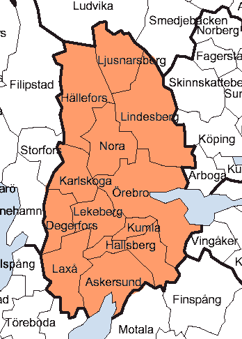 Örebro län Area: 8 517 km 2 Folkmängd: 287 489