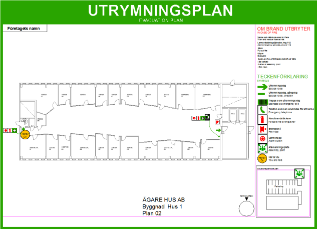 43 Placera ut Brandcellssymboler 2 st. Övning 1 är klar.