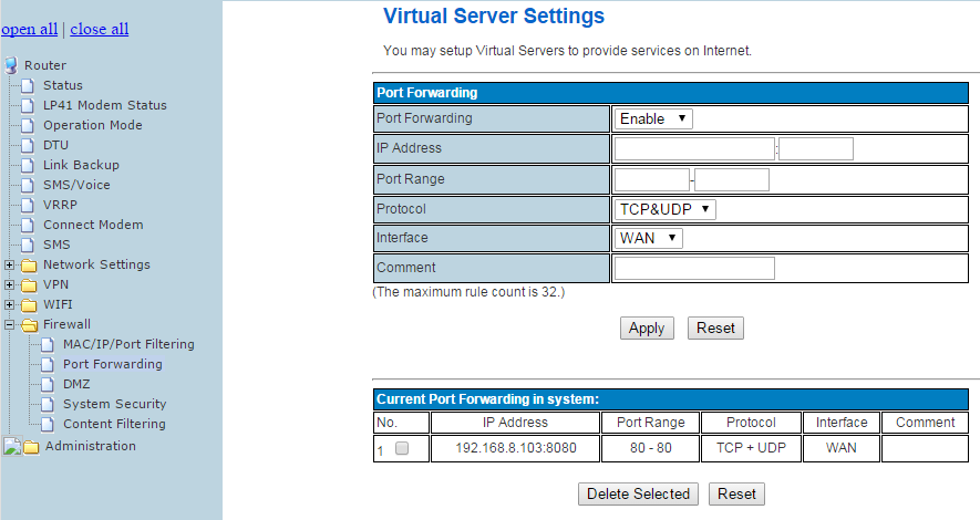 Port Forwarding För att komma åt din server utifrån ditt interna nätverk kommer du behöva använda dig av Port Forwarding för att öppna en specifik port i routerns brandvägg.