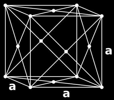 Figur 2. Kubisk rymdcentrerad struktur, BCC, (International Tables for Crystallography, 2006).