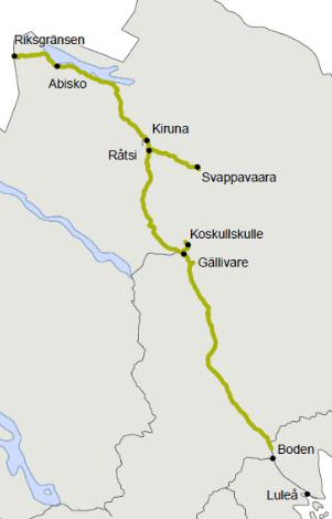 Stråk 21 Malmbanan exklusive baskontrakt (Gällivare)-(Kiruna C), ktl-upprust + hjälpkraft (2016-18) Gällivare-