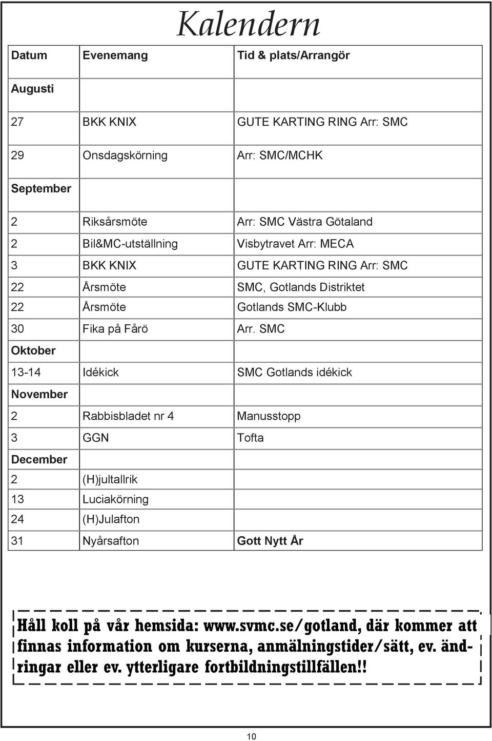 22 Årsmöte SMC, Gotlands Distriktet 22 Årsmöte Gotlands SMC-Klubb 30 Fika på Fårö Arr.