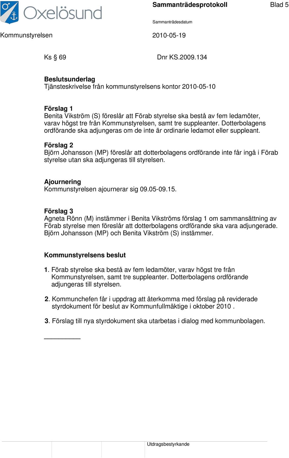 suppleanter. Dotterbolagens ordförande ska adjungeras om de inte är ordinarie ledamot eller suppleant.