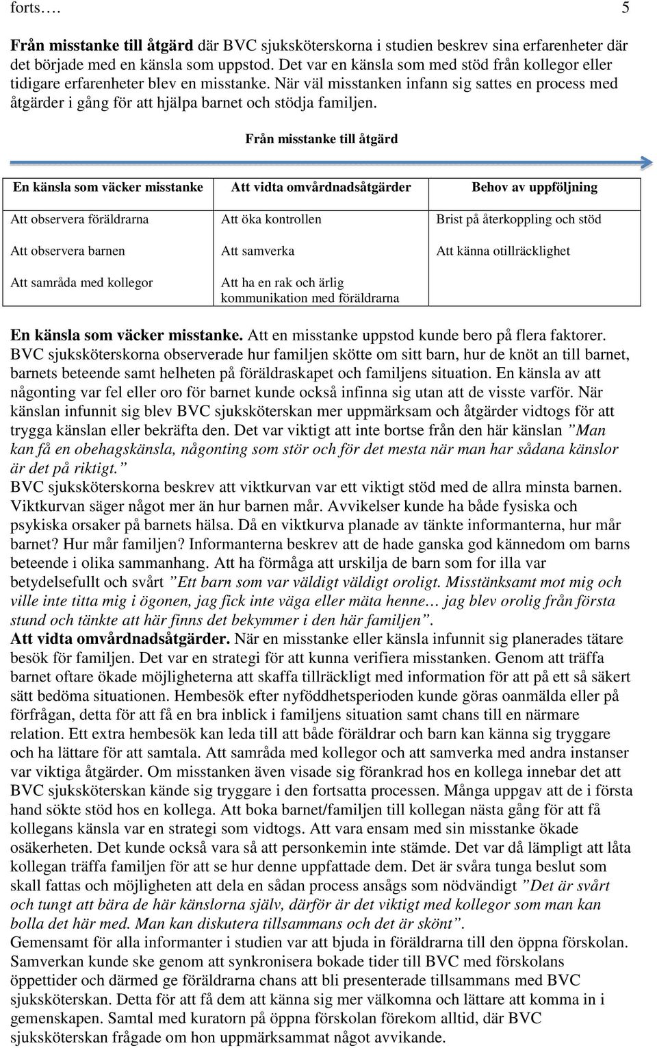 När väl misstanken infann sig sattes en process med åtgärder i gång för att hjälpa barnet och stödja familjen.