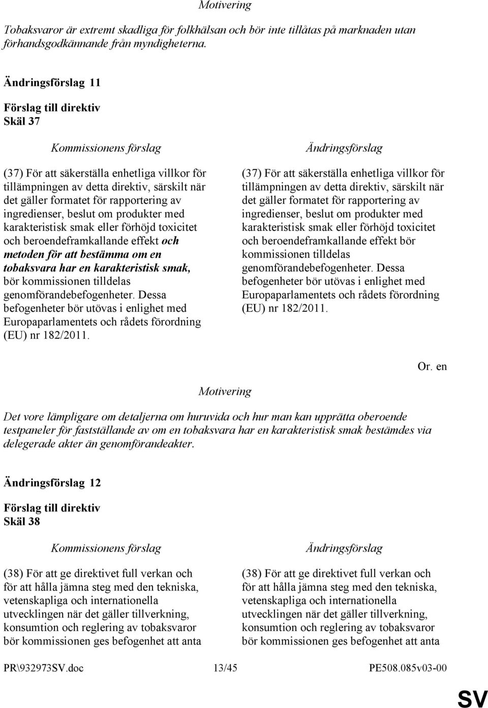 smak eller förhöjd toxicitet och beroendeframkallande effekt och metoden för att bestämma om en tobaksvara har en karakteristisk smak, bör kommissionen tilldelas genomförandebefogenheter.