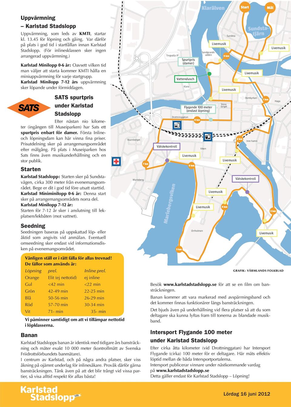 Karlstad Minilopp 7-12 års uppvärmning sker löpande under förmiddagen.
