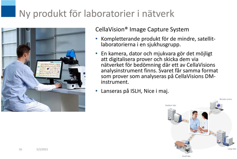 En kamera, dator och mjukvara gör det möjligt att digitalisera prover och skicka dem via nätverket för