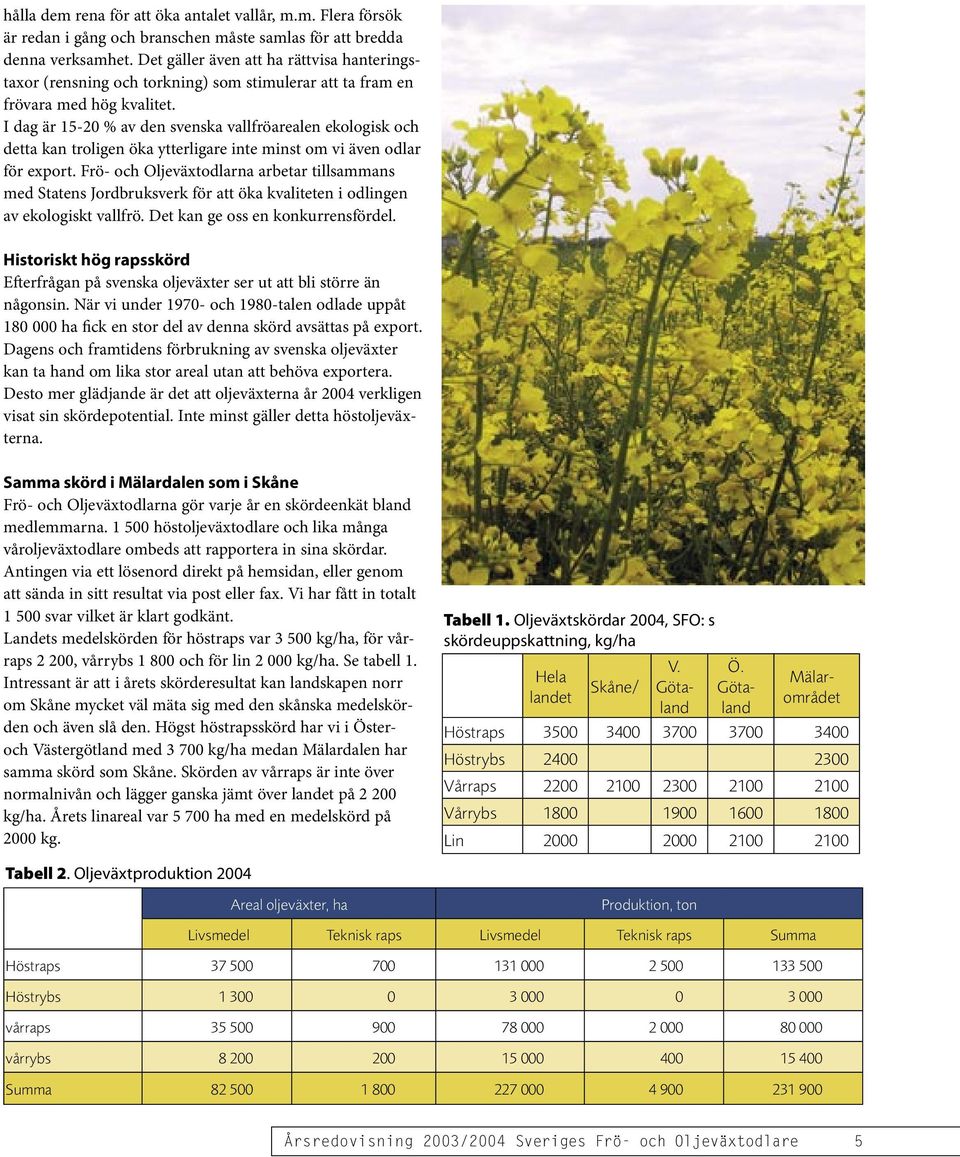 I dag är 15-20 % av den svenska vallfröarealen ekologisk och detta kan troligen öka ytterligare inte minst om vi även odlar för export.
