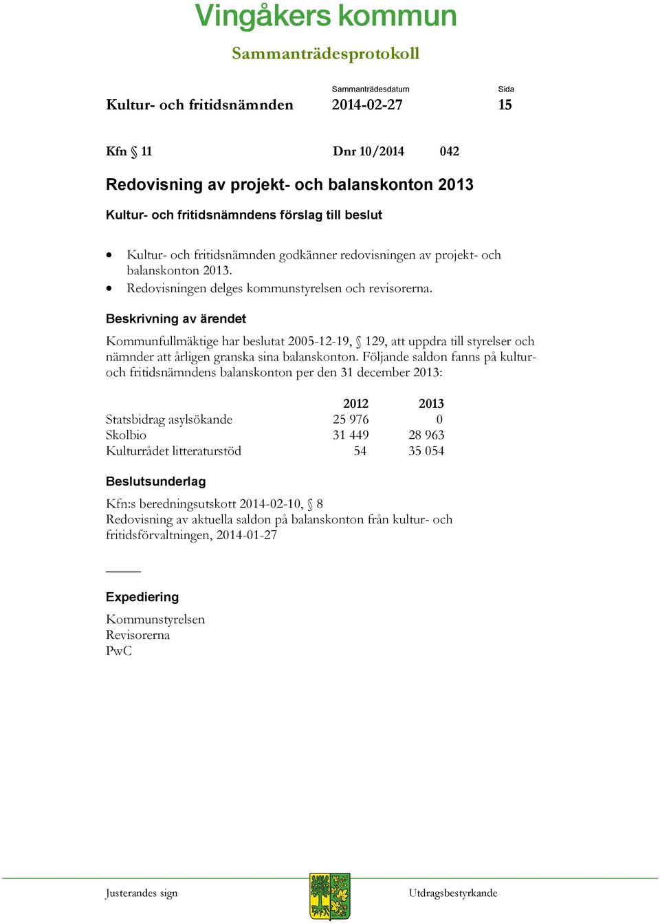 Beskrivning av ärendet Kommunfullmäktige har beslutat 2005-12-19, 129, att uppdra till styrelser och nämnder att årligen granska sina balanskonton.